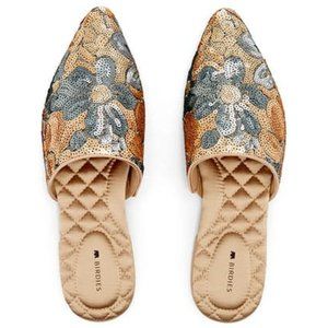 BIRDIES - The Dove Gold Petal Sequin Flat (7.5)